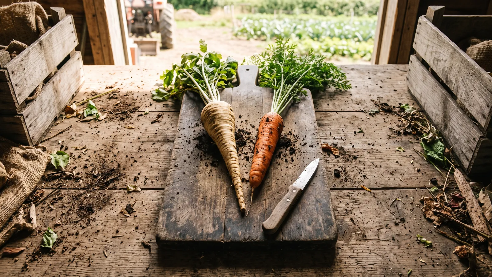 Deux légumes différents côte à côte sur une planche, comparaison avant de remplacer un ingrédient